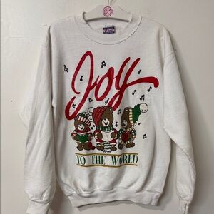 White Joy Sweatshirt with Bear Design 90’s